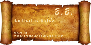 Barthalis Balár névjegykártya